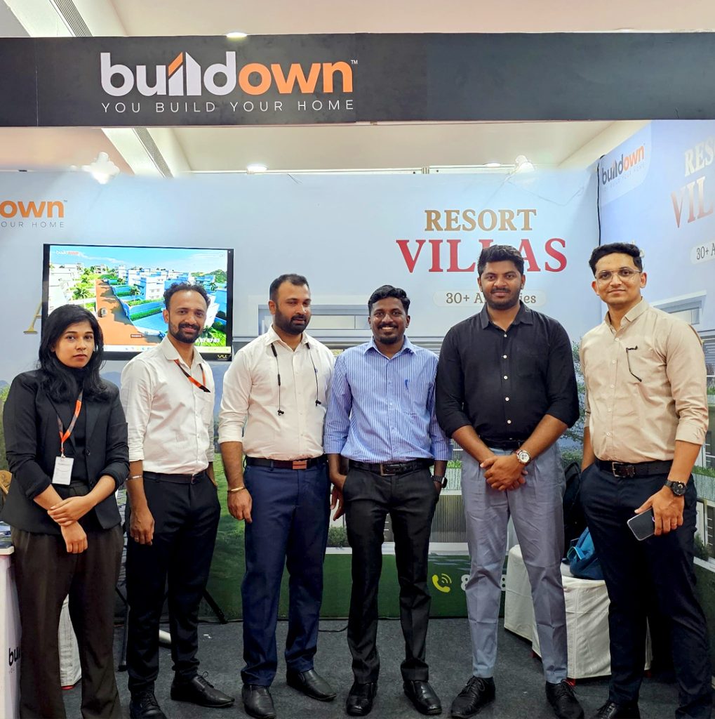 Buildown's exhibition booth at Arpidam Expo, showcasing innovative solutions and engaging with visitors.