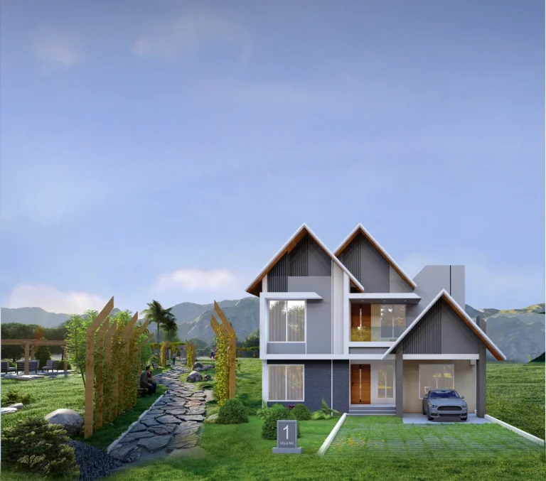 Modern resort ambience villa for sale in Kazhakkoottam Trivandrum with landscaped open space