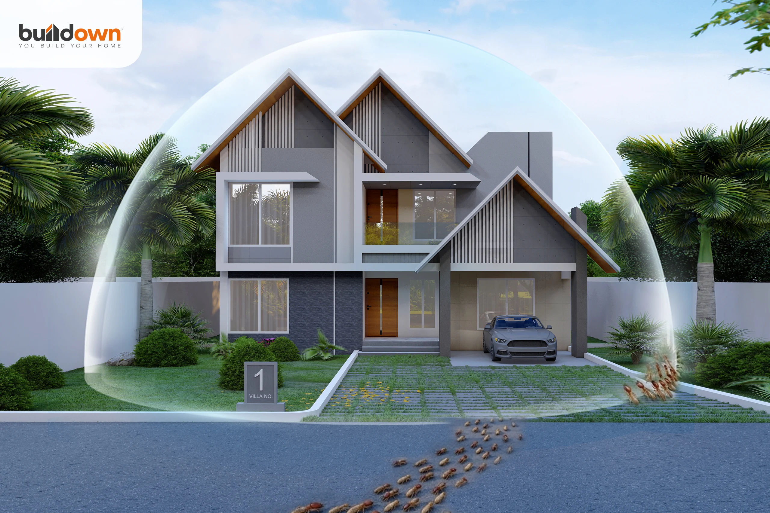 Anti termite treatment protecting homes from termite damage in Trivandrum villas by Buildown Developers